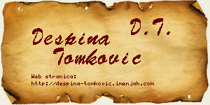 Despina Tomković vizit kartica